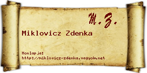 Miklovicz Zdenka névjegykártya